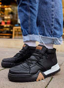 Men's Black White Boots - 057