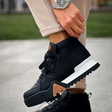 Men's Black White Boots - 057