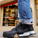 Men's Black White Boots - 057