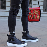 Men's Black White Boots - CH113