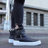 Men's Black White Boots - CH113