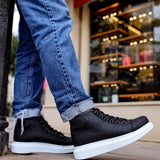 Men's Black White Boots - 258
