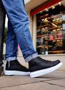 Men's Black White Boots - 258