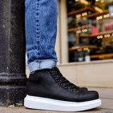 Men's Black White Boots - 258