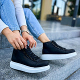 Men's Black White Boots - 258