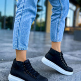 Men's Black White Boots - 258