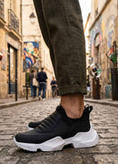 Men's Black White Sneakers - 402