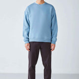 Men's oversized light blue sweatshirt, relaxed crew neck, ribbed hem and cuffs