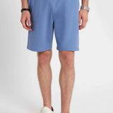 Men's blue shorts, elastic waist with white drawstring and front pockets