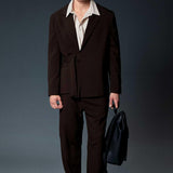 Men's Brown Belted Oversized Suit - OTE