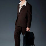 Men's Brown Belted Oversized Suit - OTE