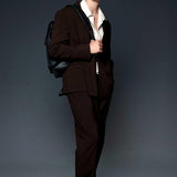 Men's Brown Belted Oversized Suit - OTE