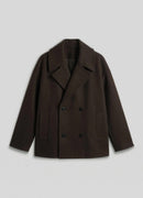 Pánský hnědý oversized dvouřadý kabát - 0008