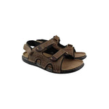 Men's brown GZR sandals, side view with Velcro straps and cushioned sole
