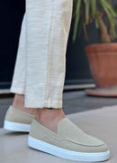 Men's Casual Beige Suede Loafers - 0241