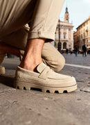 Men's Casual Beige Suede Loafers - 779