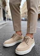 Men's Casual Beige Suede Shoes - T12