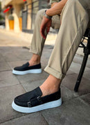 Men's Casual Black Loafers - 417