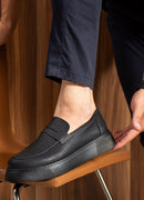 Men's Casual Black Loafers - 421