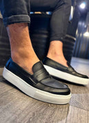 Men's Casual Black White Loafers - 400