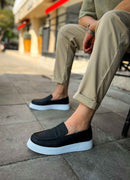 Men's Casual Black White Loafers - 421