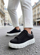 Men's Casual Black White Suede Sneakers - 144