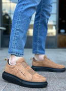 Herren-Casual-Sneaker aus hellbraunem und schwarzem Wildleder – 0307