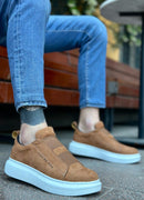 Herren-Casual-Sneaker aus hellbraunem Wildleder – 0307