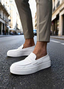 Men's Casual White Loafers - 400