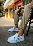 Men's Casual White Loafers - 417