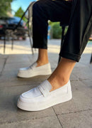Men's Casual White Loafers - 421
