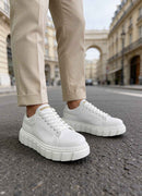 Men's Casual White Sneakers - 144
