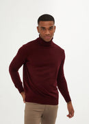 Men's Claret Red Regular Fit Knit Sweater - HTU