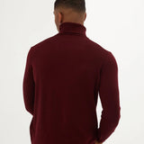 Men's Claret Red Regular Fit Knit Sweater - HTU
