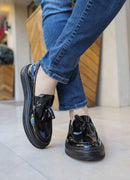 Men's Classic Black Patent Leather Loafers - 127
