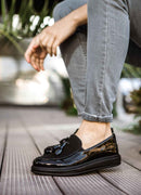 Men's Classic Black Patent Leather Loafers - 002