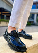 Men's Classic Black Patent Leather Shoes - 001