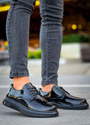 Men's Classic Black Patent Leather Shoes - 2403