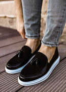 Men's Classic Black White Loafers - 002
