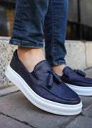 Men's Classic Navy Blue Loafers - 127
