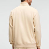 Men's cream zip stand-collar sweatshirt, back view
