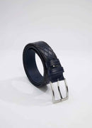 Men's Dark Blue Genuine Leather Belt - KMR
