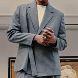 Men's Dark Gray Belted Oversized Suit - OTE