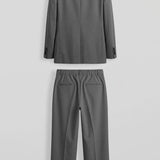 Men's Dark Gray Oversized Suit - 0005