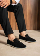 Men's Genuine Leather Black Loafers - 2621
