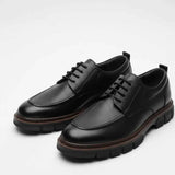 Men's leather lace-up classic shoes in black, leather uppers with cushioned tongue