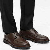 Men's LUASS brown leather lace-up shoes with chunky rubber tread soles