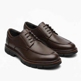 Men's LUASS classic leather lace-up shoes in dark brown with cushioned tongue