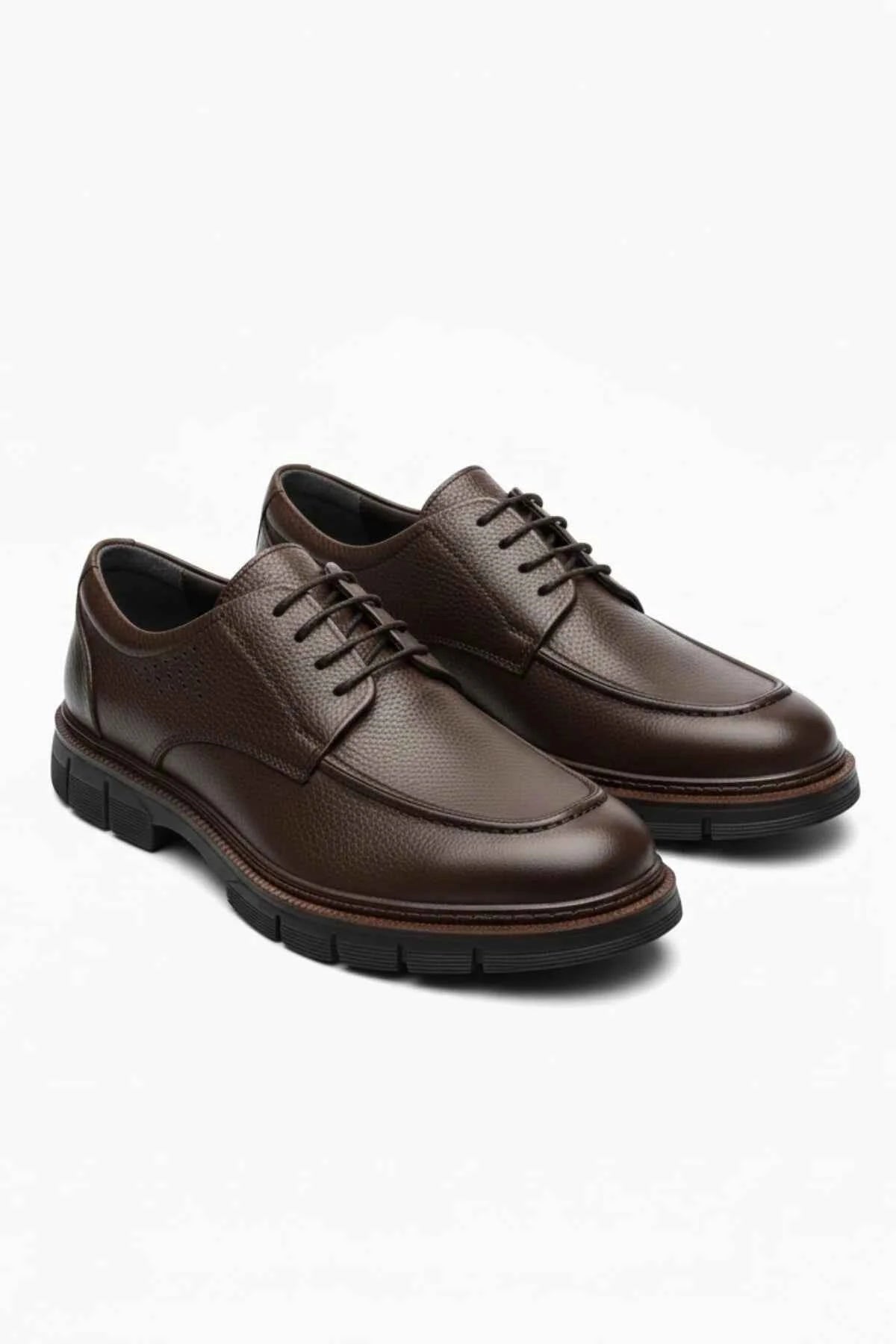 Men's LUASS classic leather lace-up shoes in dark brown with cushioned tongue