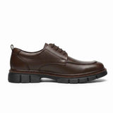Men's LUASS classic leather shoes in dark brown, lace-up with rubber tread sole